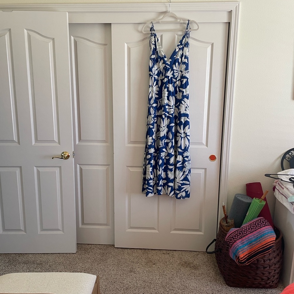 Patrons of Peace Blue and White Patterned Top